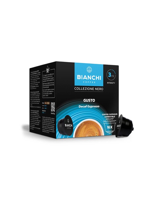 Kavos kapsulės be kofeino BIANCHI Gusto Decaf Espresso, 16 vnt.