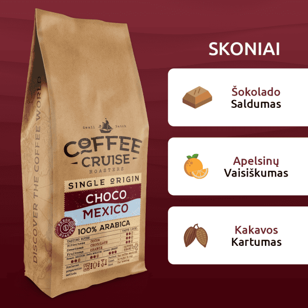 Kavos pupelės Coffee Cruise CHOCO MEXICO 1 kg