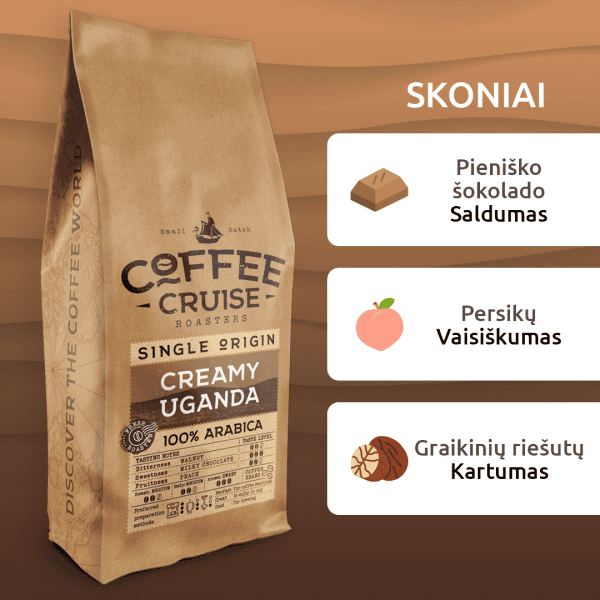 Kavos pupelės Coffee Cruise CREAMY UGANDA 1 kg