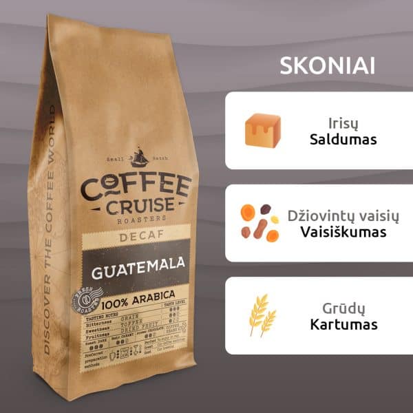 Kavos pupelės Coffee Cruise GUATEMALA Decaf 1 kg (be kofeino)