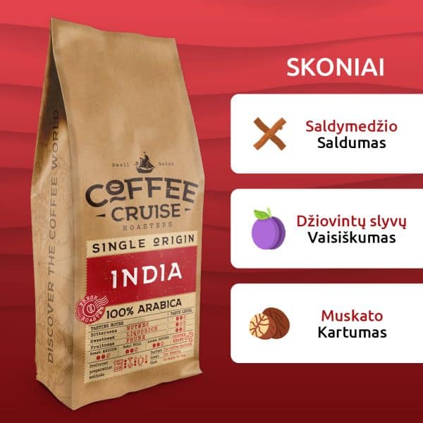 Kavos pupelės Coffee Cruise INDIA 1 kg