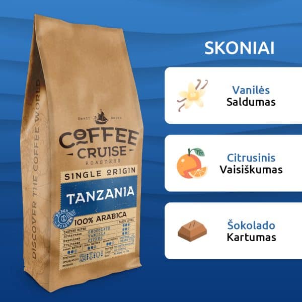Kavos pupelės Coffee Cruise TANZANIA 1 kg