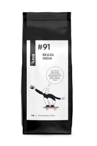 Skrudintos rūšinės kavos pupelės KAVA96 Nr.91, MIX Brazilija, Indija, 1000g